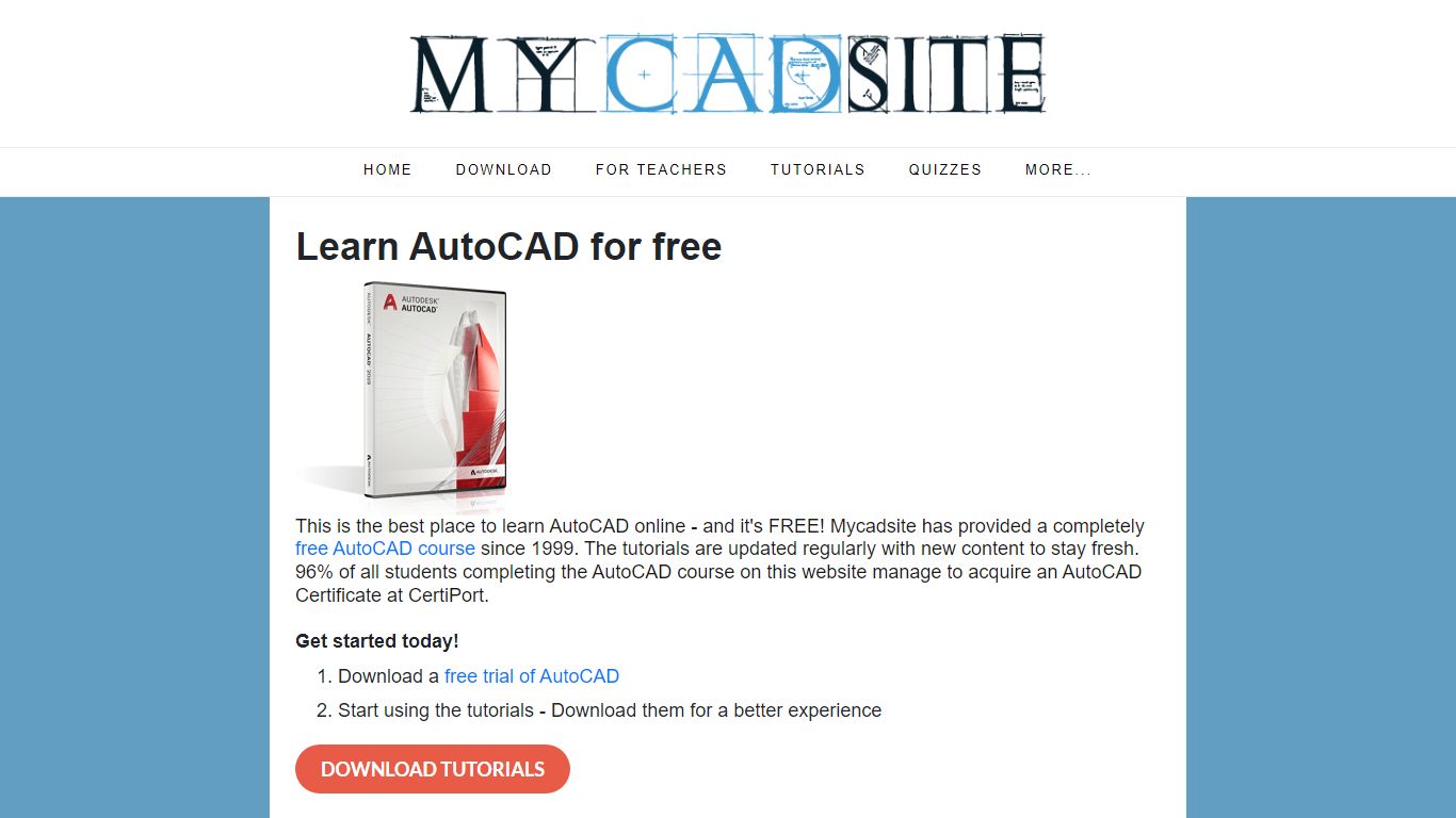 Learn AutoCAD Free Online Tutorials, Lessons, Videos, Quizzes - Mycadsite